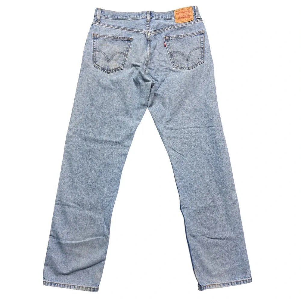 90s Vintage Distressed Straight Leg Jeans Mens 36x34 Blue Levis 505 Light Wash